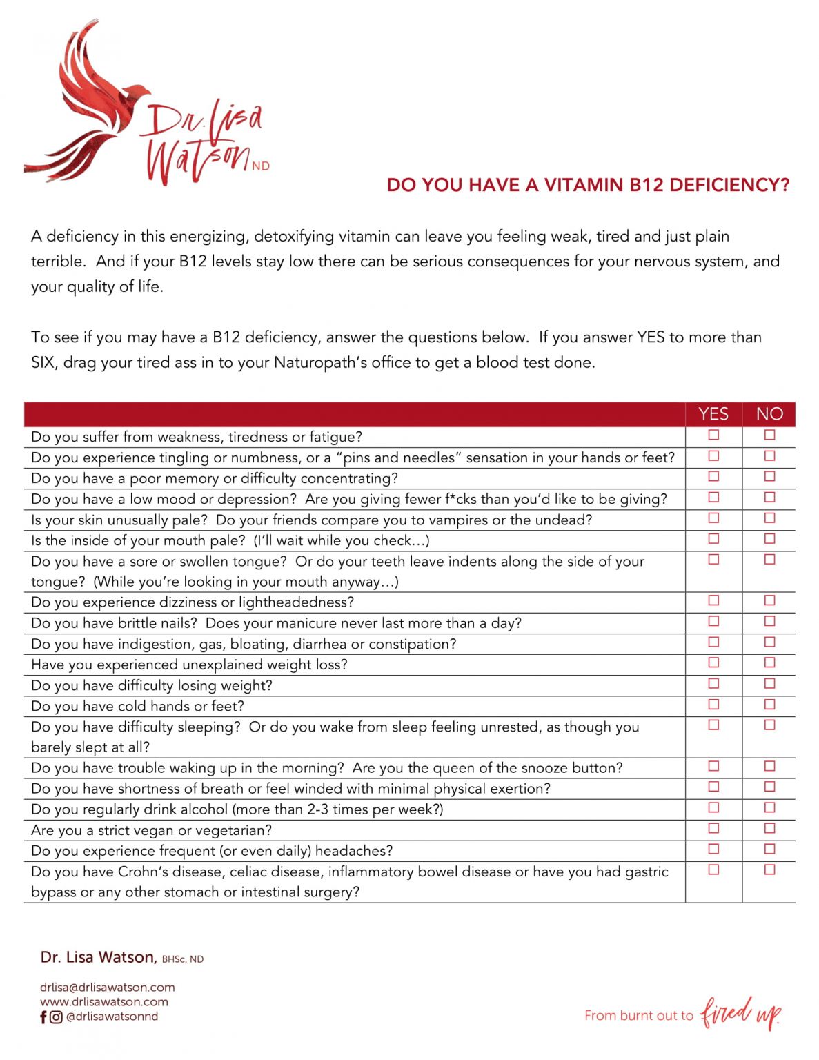 Do You Have a B12 Deficiency Quiz Dr. Lisa Watson