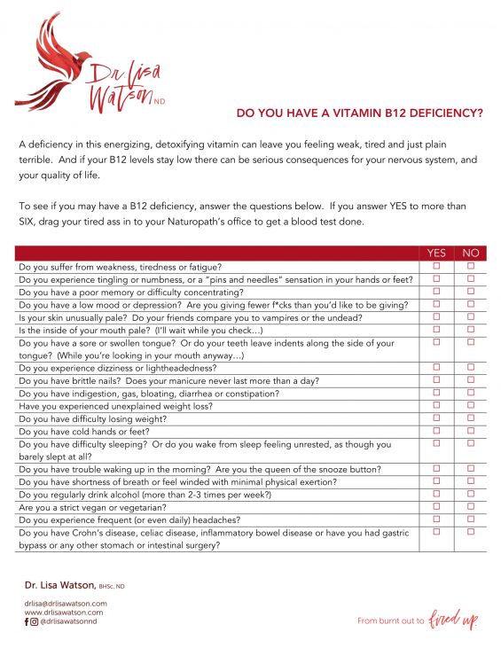Do You Have a B12 Deficiency Quiz Dr. Lisa Watson